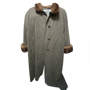 Vintage Hana K Quilted Fur Collar and Sleeve Long Coat